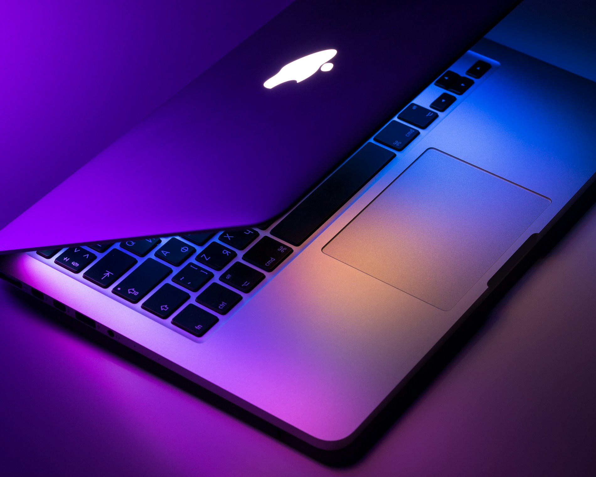 Laptop keyboard in low light